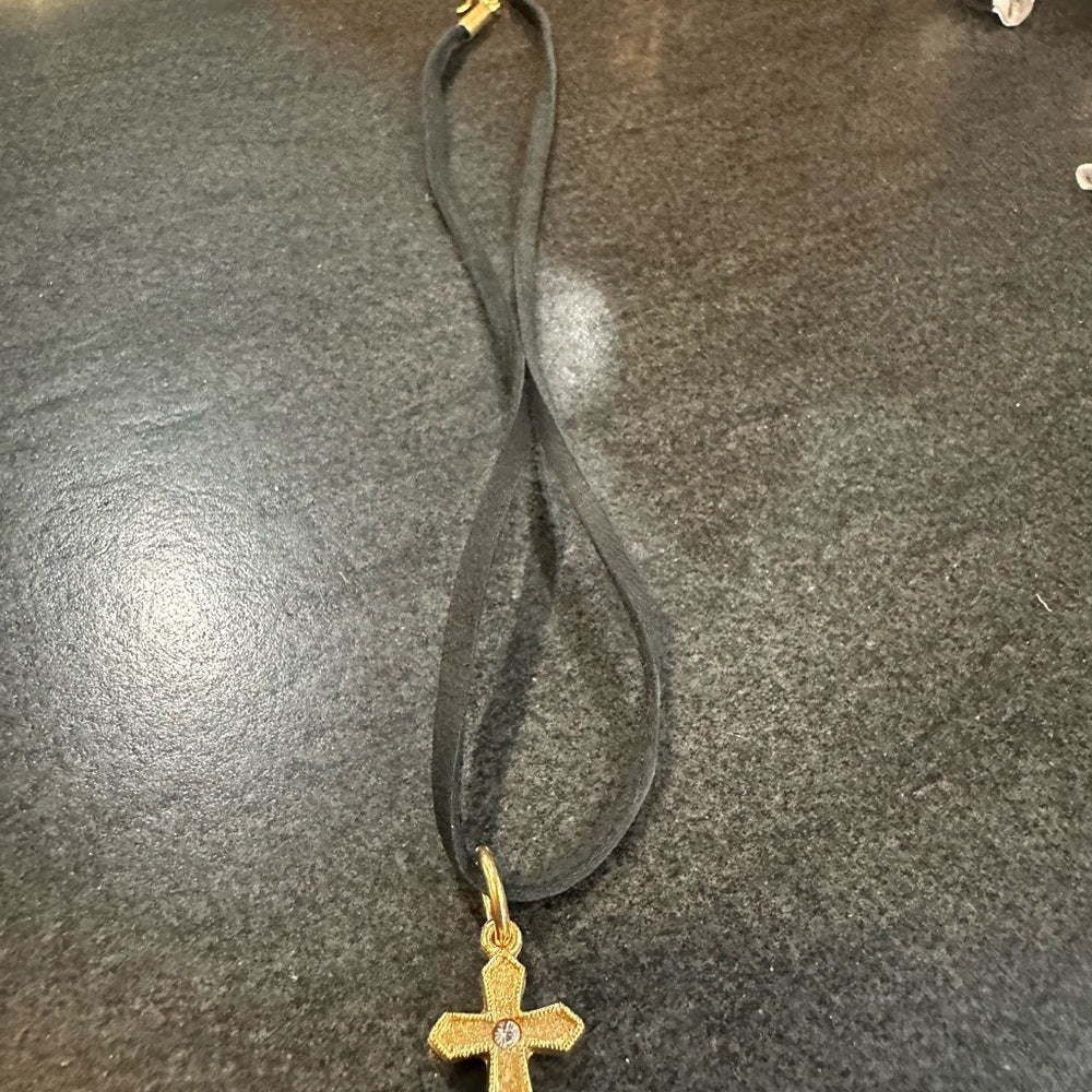 NWT VSA - Peace Cross Leather Choker