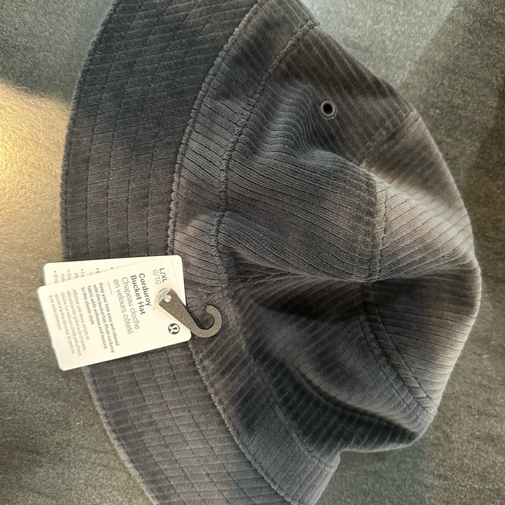 (1981) NWT LULULEMON Corduroy Bucket Hat Wide Wale in BLACK L/XL