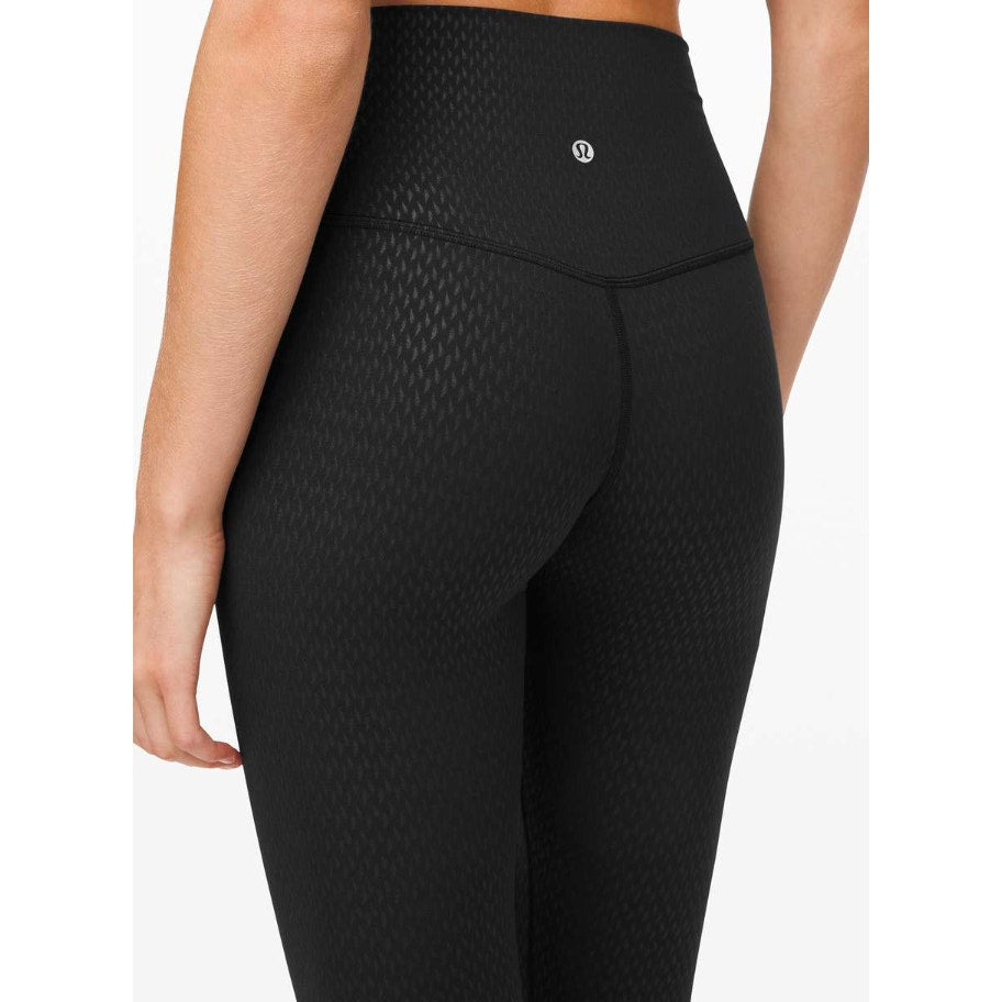 6514 Lululemon Align Crop *21" Diverge Emboss Black Sz 6 **Pilling