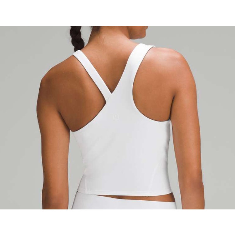 6431 Lululemon Everlux Asymmetrical Tennis Tank Top White in Sz 4 **FLAW