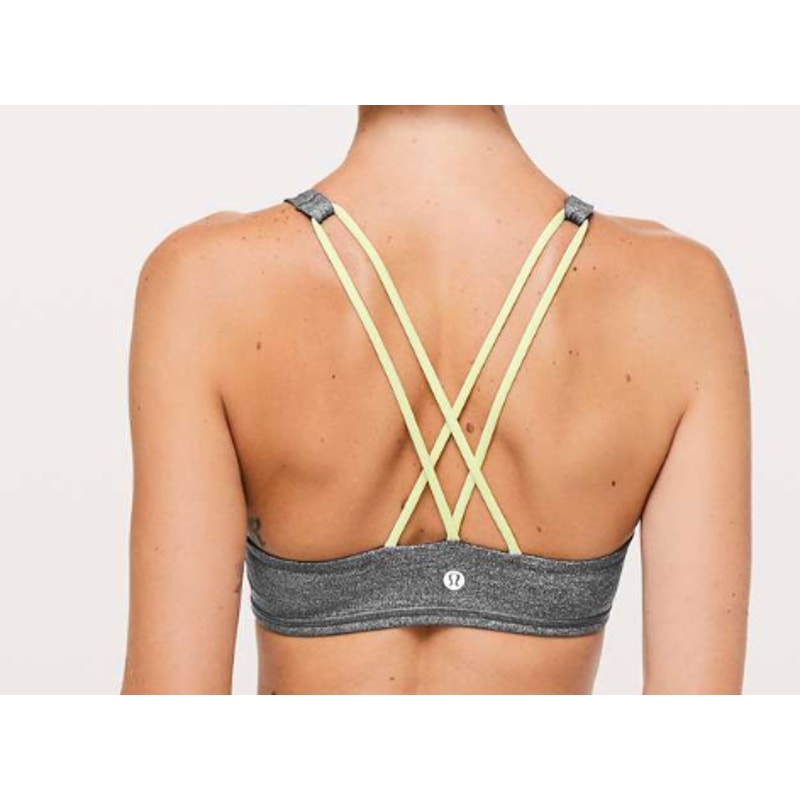 78 - Lululemon x Soul Cycle Free To Be Bra *High Neck Grey Black/Lemon Ice Sz 6