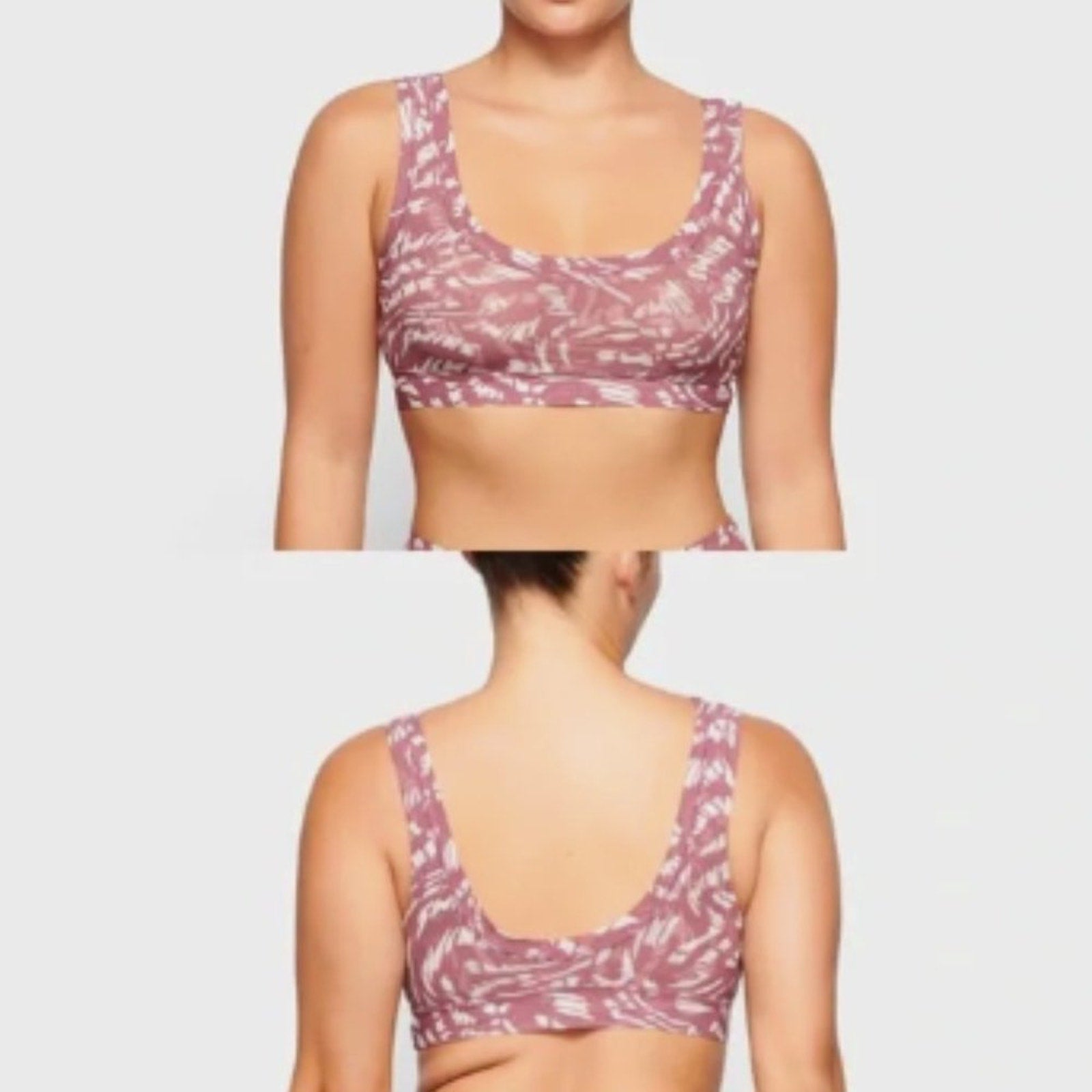 (2398/99) NWT SKIMS SUMMER Mesh Scoop Bra in Raspberry Swirl (SOLD OUT) Sz L