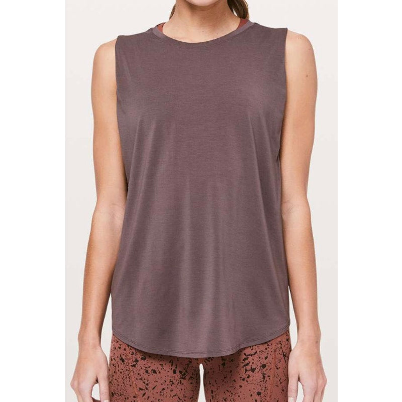 375 -Lululemon X SoulCycle Ride & Reflect Muscle Tank- Purple Taupe Sz 8