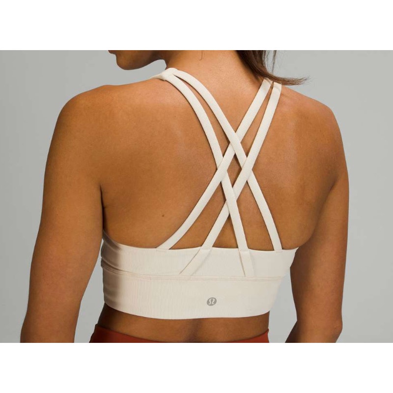 6572 NWT LULULEMON Energy High-Neck Longline Ribbed Bra *Med Support Wht  Sz 10