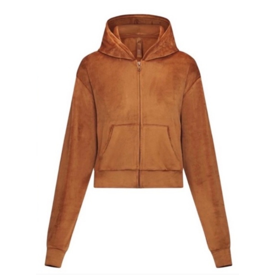 0227 SKIMS NWOT Velour Crop Zip Up Hoodie Sz XXS