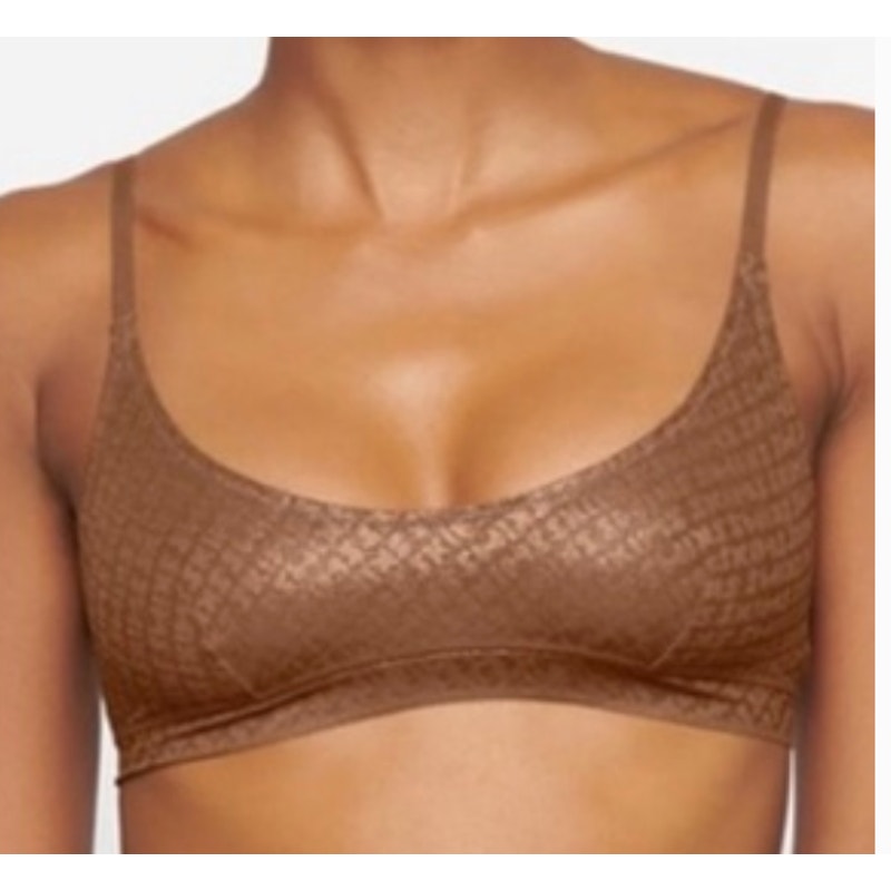 0231 NWT SKIMS LOGO MESH FOIL SKIMPY‎ TRIANGLE BRALETTE sx L *RARE