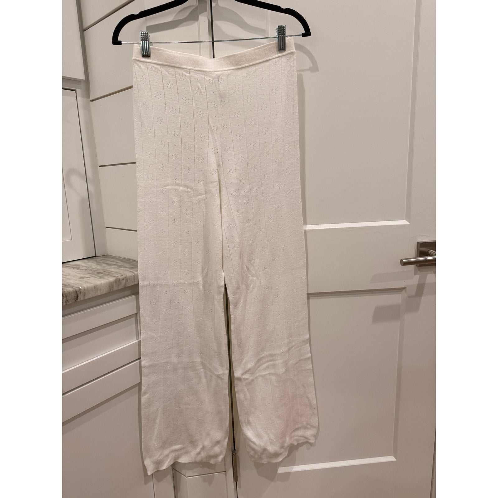 359 SKIMS sweater pointelle straight leg pant - in marble Sz L