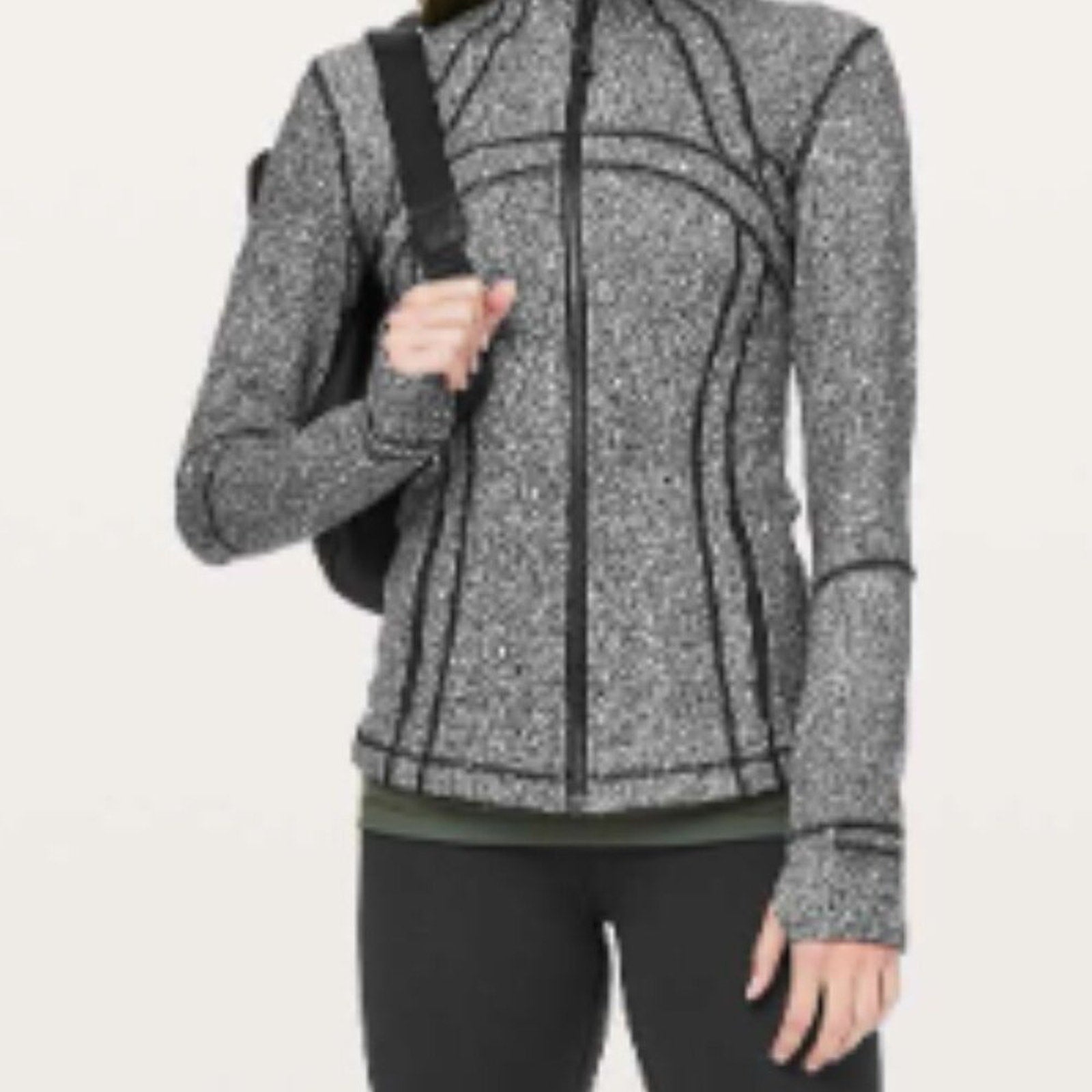 (6237) LULULEMON Define Jacket Sz 4 EUC Luminesce Splatter White Black