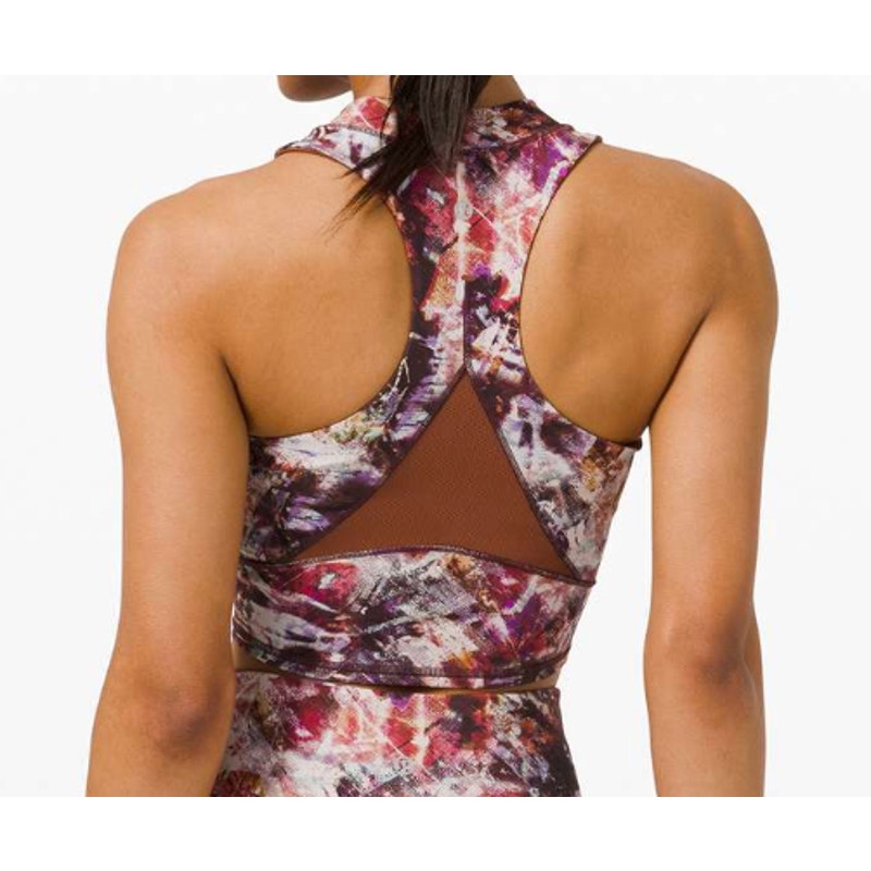 36 - Lululemon Everlux and Mesh Cropped Tank Urbantricity/Dark Terracotta Sz 8