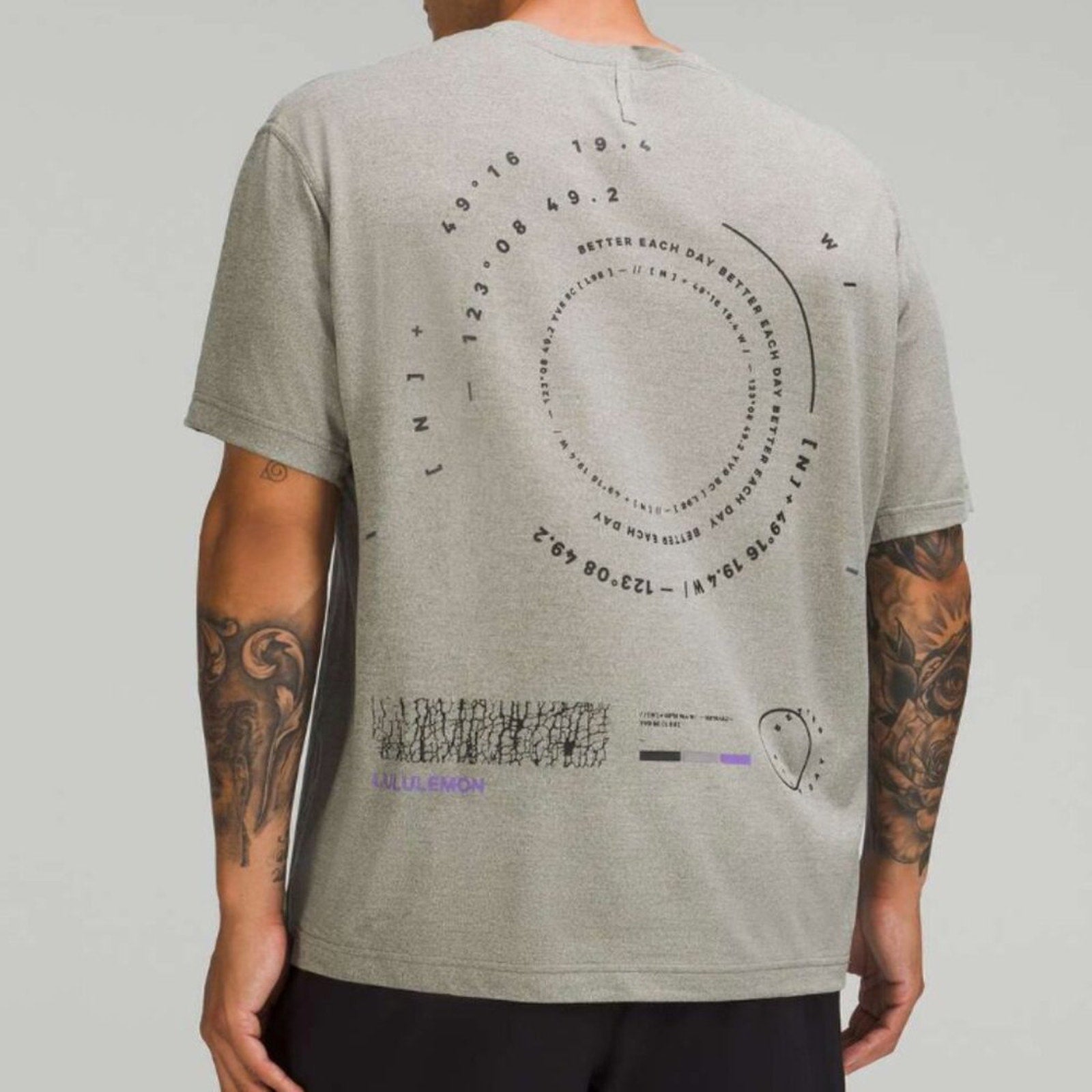 182 Lululemon Relaxed-Fit Training Short Sleeve Shirt Heathered Carob Brown Sz L/XL