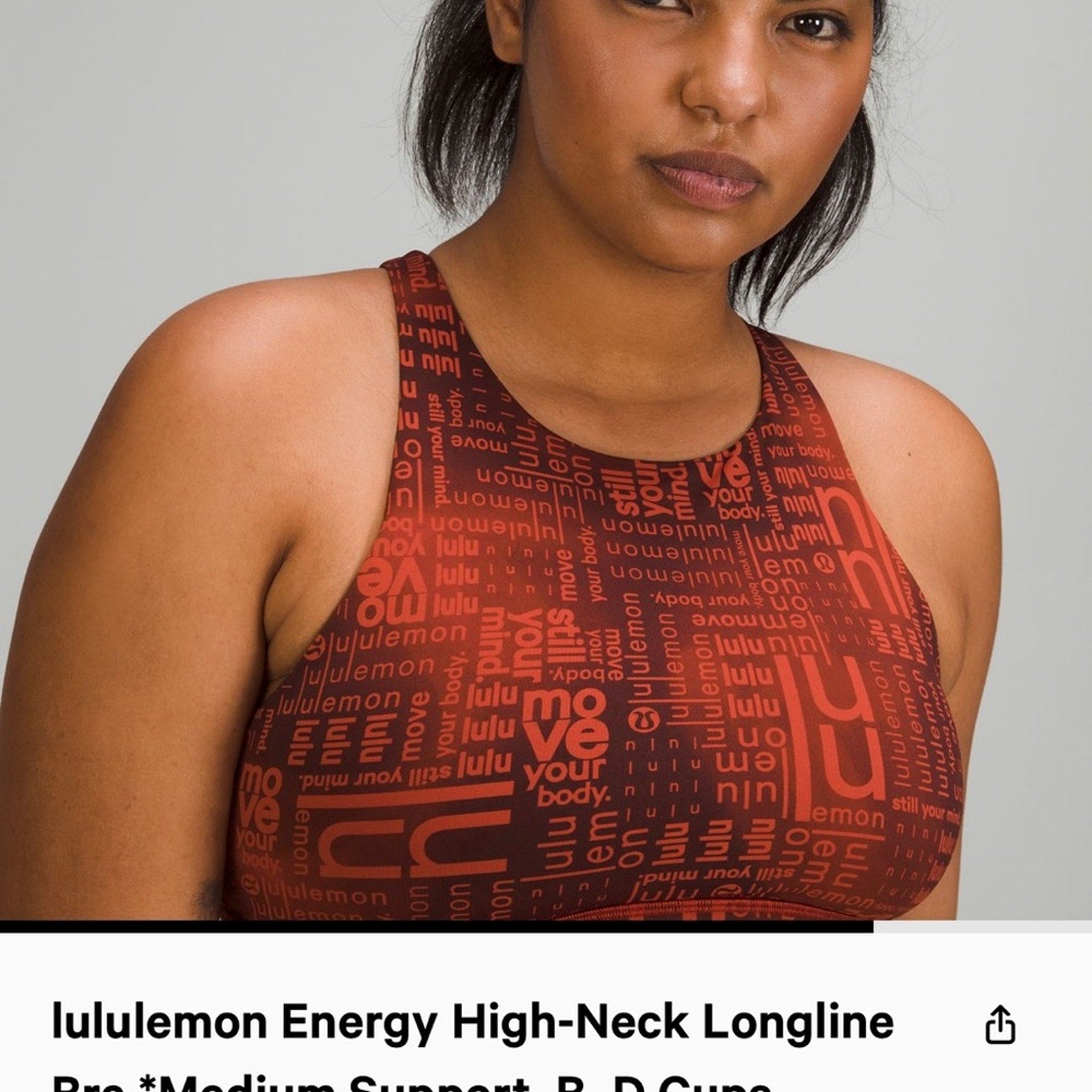 6618 NWT Lululemon Energy High-Neck Longline Bra *Medium Support Sz 4