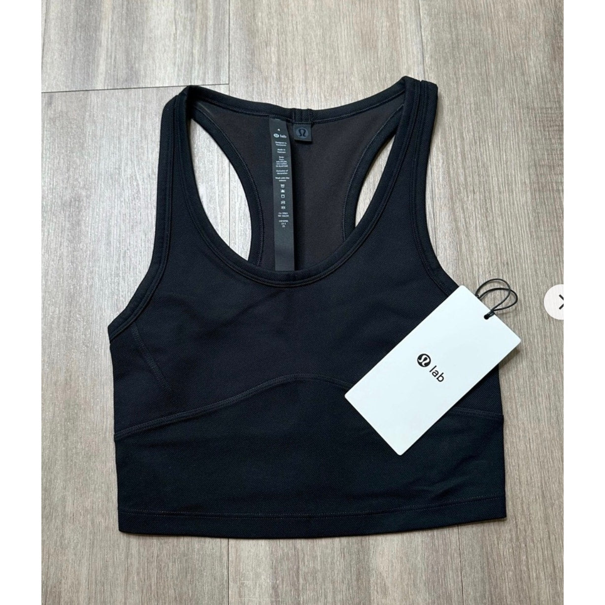 361 - Lululemon LAB Stretch Cupro Cropped Tank Top Black in Sz 10 *RARE