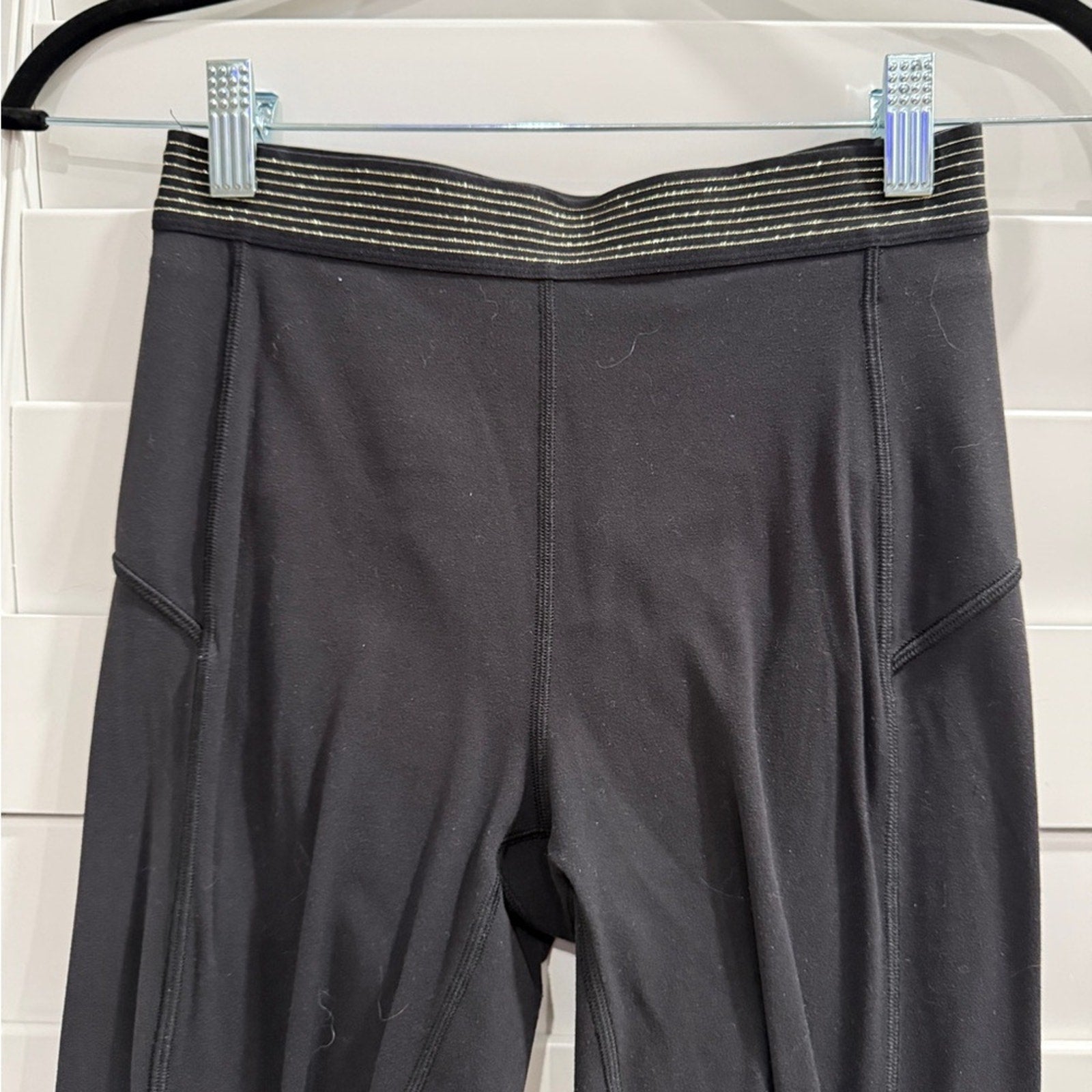 6986 Lululemon Principal Dancer Golden Lining Tight *28" Black **RARE sz6