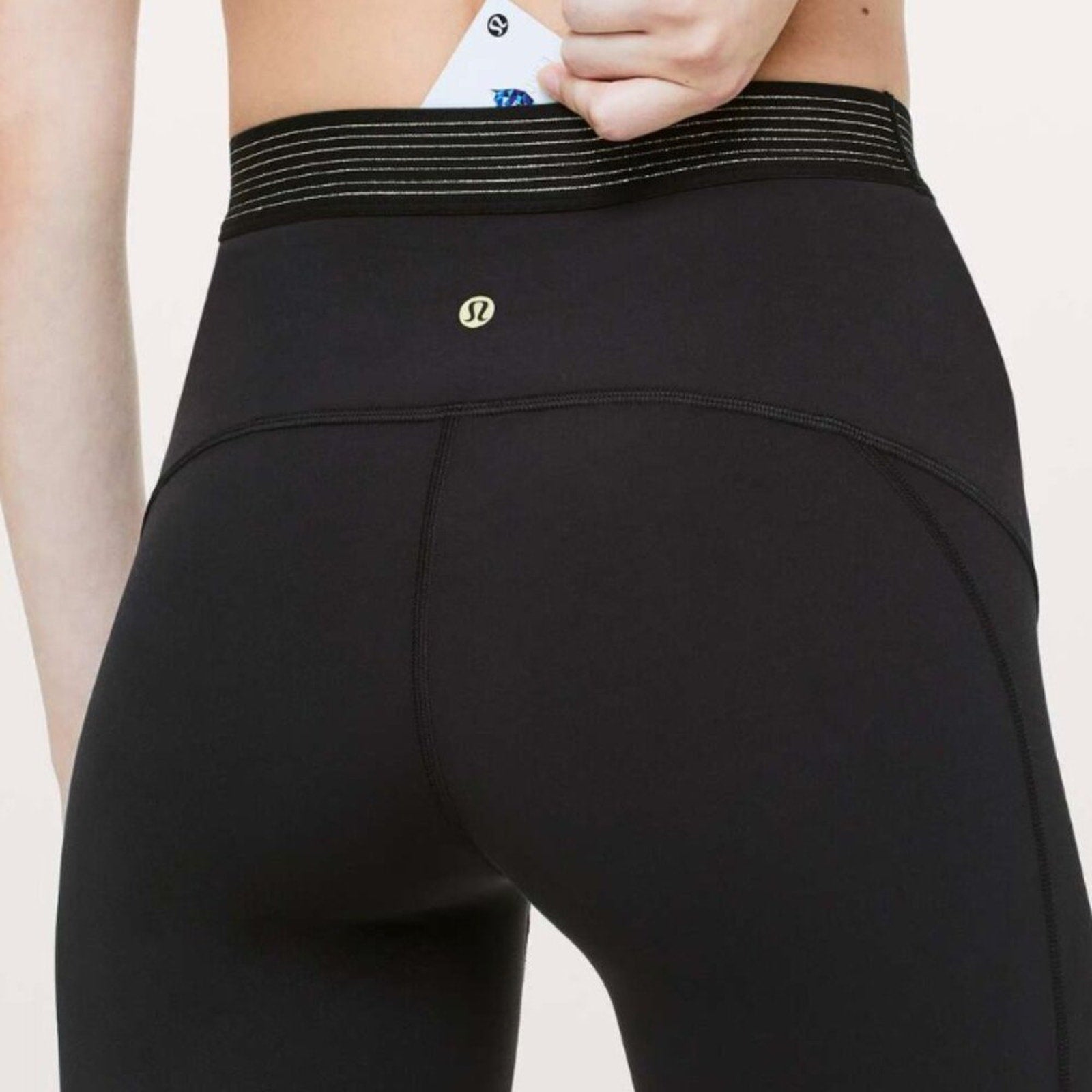 6986 Lululemon Principal Dancer Golden Lining Tight *28" Black **RARE sz6