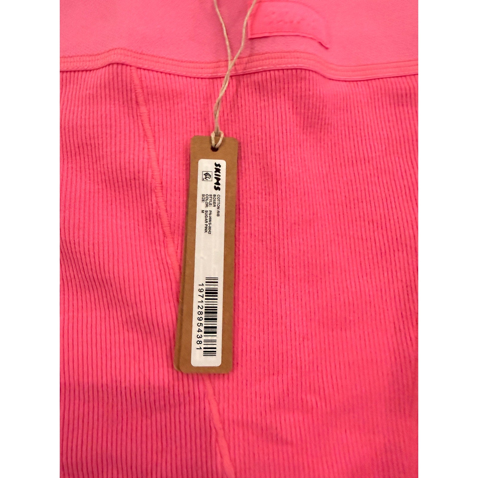 364 NWT SKIMS Cotton Ribbed Boxer Shorts in Sugar Pink Sz M *SOLD OUT