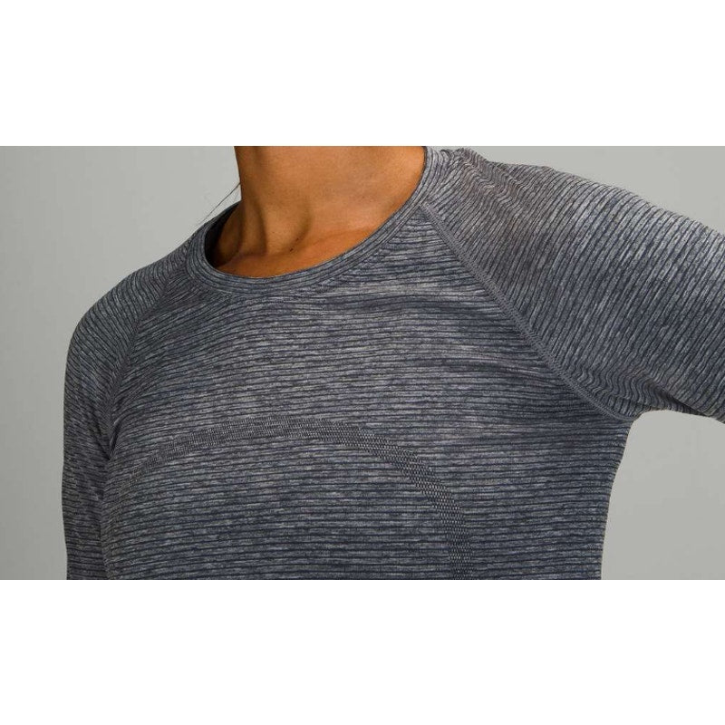 6510 - LULULEMON Swiftly Tech Long Sleeve Shirt 2.0 Tetra Stripe/Classic Navy in Sz 6