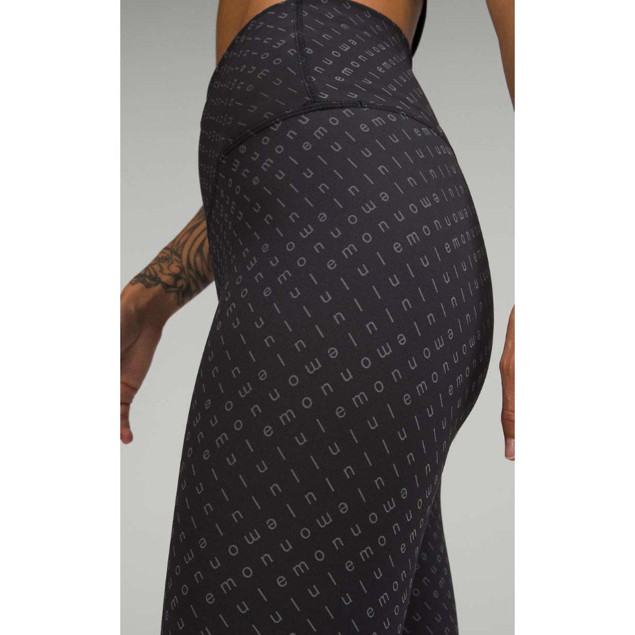 6735 Lululemon Wunder Train High-Rise Tight 25" Mirrorify Blk Sz 14 *RARE