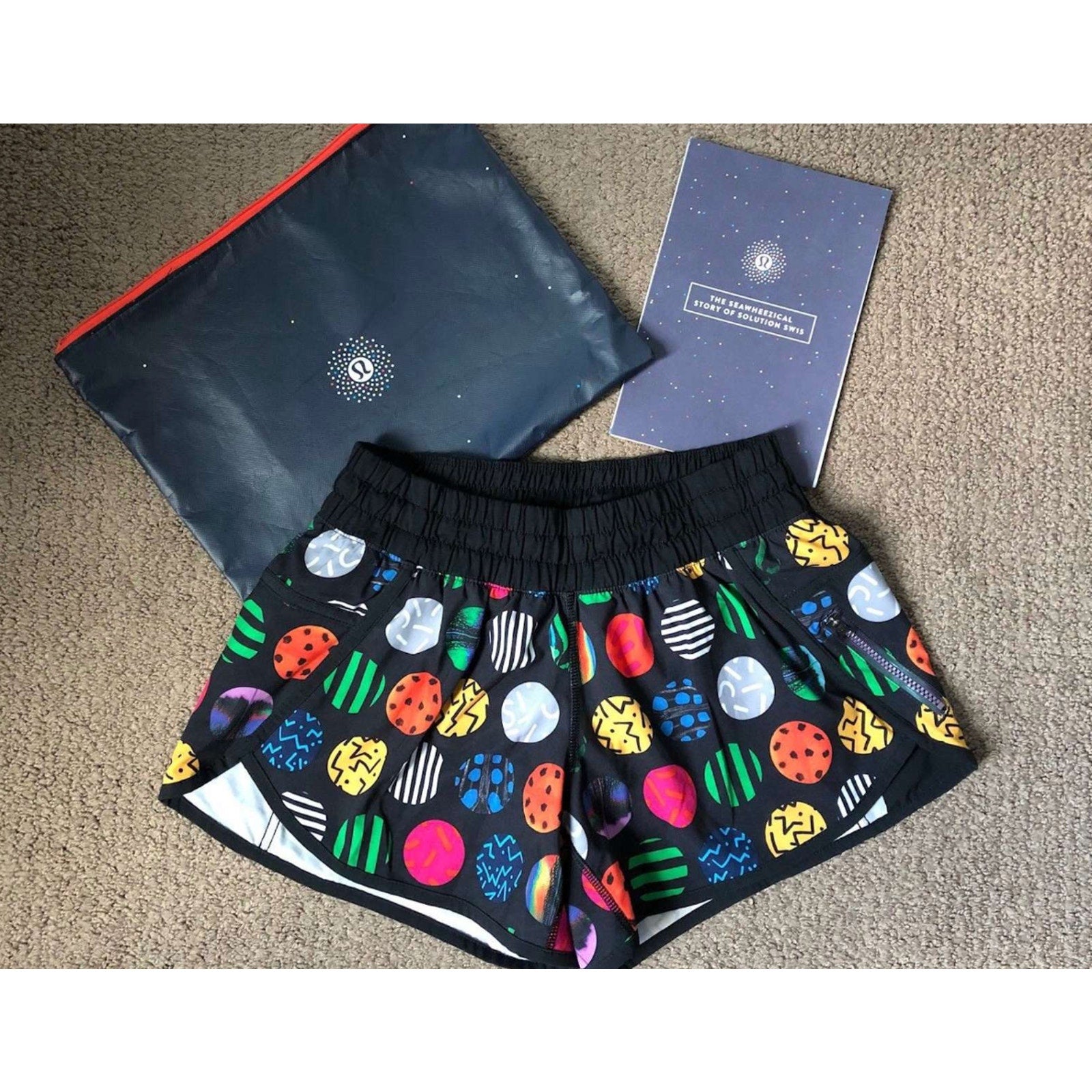 92 - LULULEMON Tracker Short III 2015 Seawheeze - PKAB / Black Sz 8 *RARE