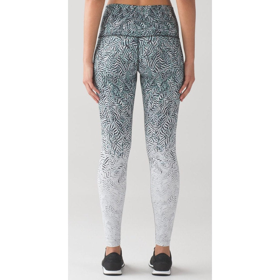6643 LULULEMON Wunder Under Pant HR Dazzle Wunder Under 50g Alpine Wht/BLK Sz 6