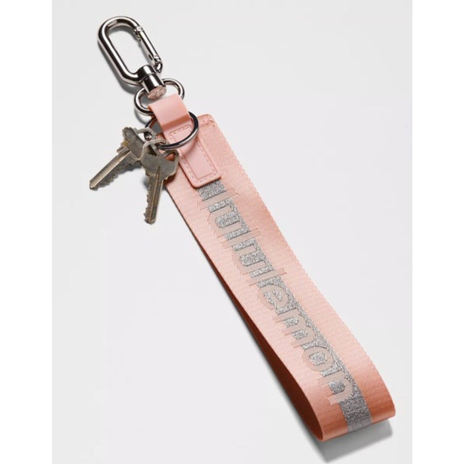 6495  NWT Lululemon Never Lost Keychain- Pink Mist/Silver *SPARKLES