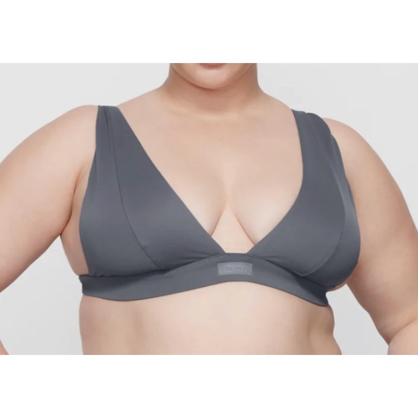 180 NWT SKIMS Plunge Bikini Top in GUNMETAL Sz XL