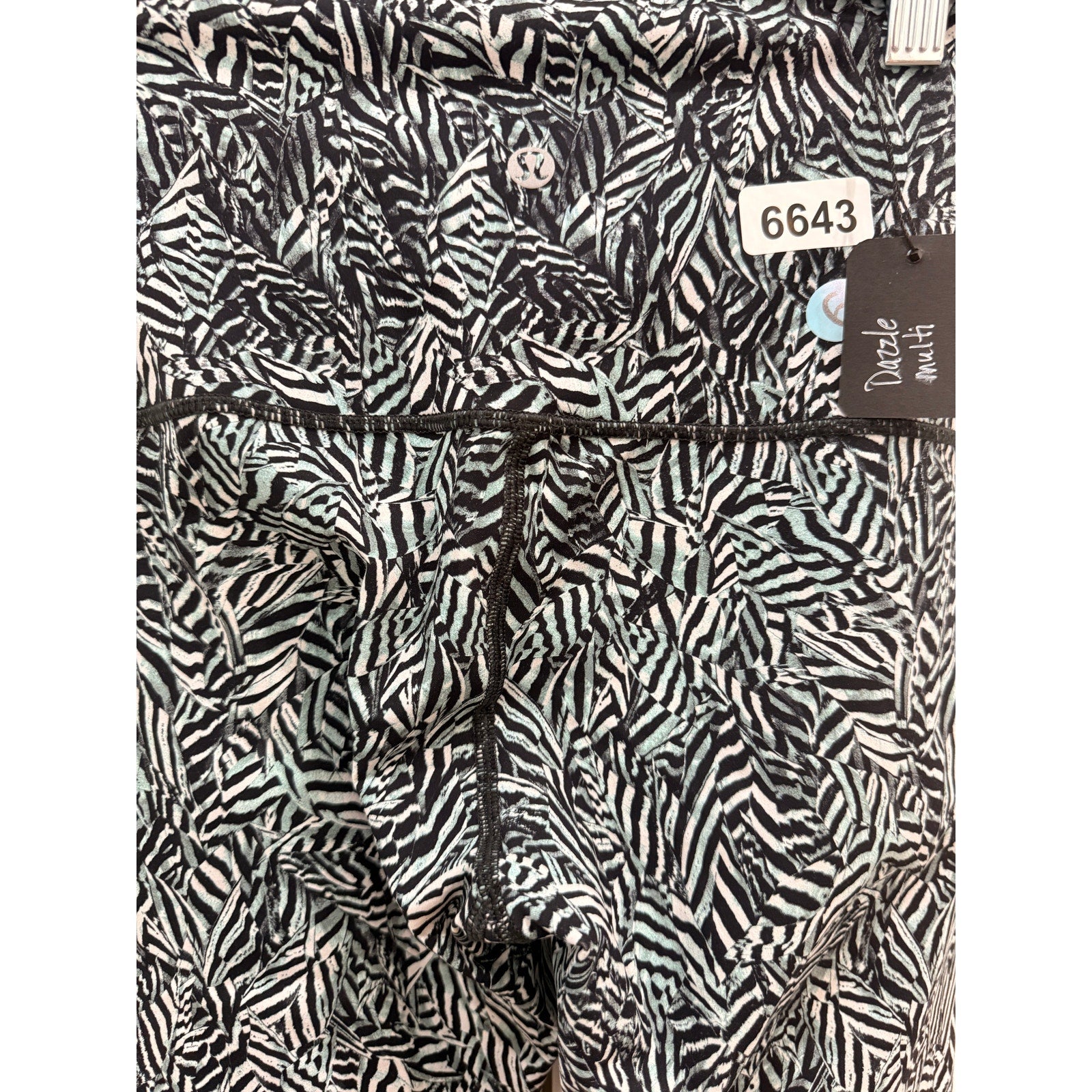 6643 LULULEMON Wunder Under Pant HR Dazzle Wunder Under 50g Alpine Wht/BLK Sz 6