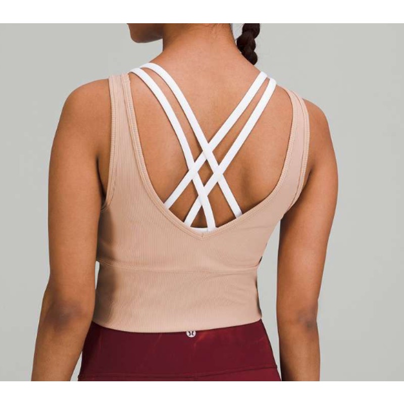 63 -  Lululemon Power Pivot Ribbed Tank Top Pink Clay Sz 8