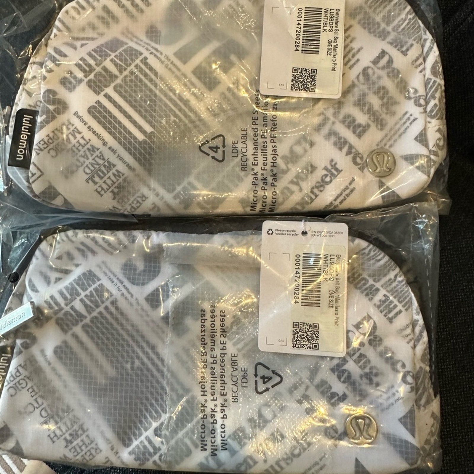 2318 NWT LULULEMON MANIFESTO Belt Bag IN White/Black