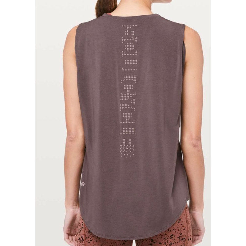 375 -Lululemon X SoulCycle Ride & Reflect Muscle Tank- Purple Taupe Sz 8
