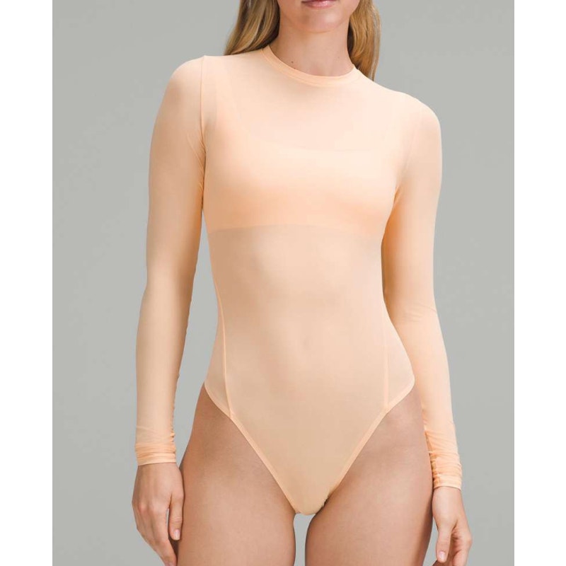 6874 Lululemon Wundermost Nulu Mesh Long-Sleeve Crewneck Bodysuit Sz S