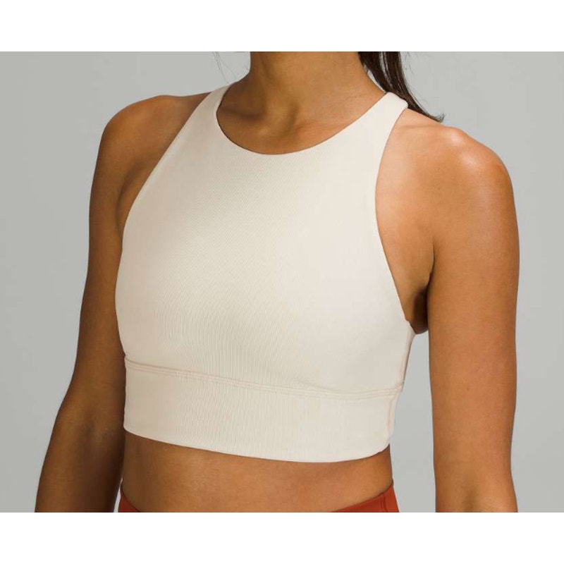 6572 NWT LULULEMON Energy High-Neck Longline Ribbed Bra *Med Support Wht  Sz 10