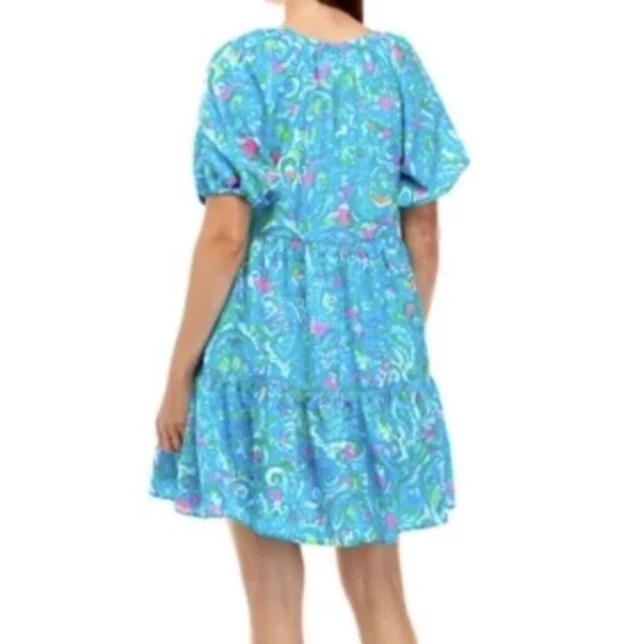 0105 NWT Lilly Pulitzer Shannon Short Sleeve Dress, Seabreeze Blue Hey Gullfriend sz S