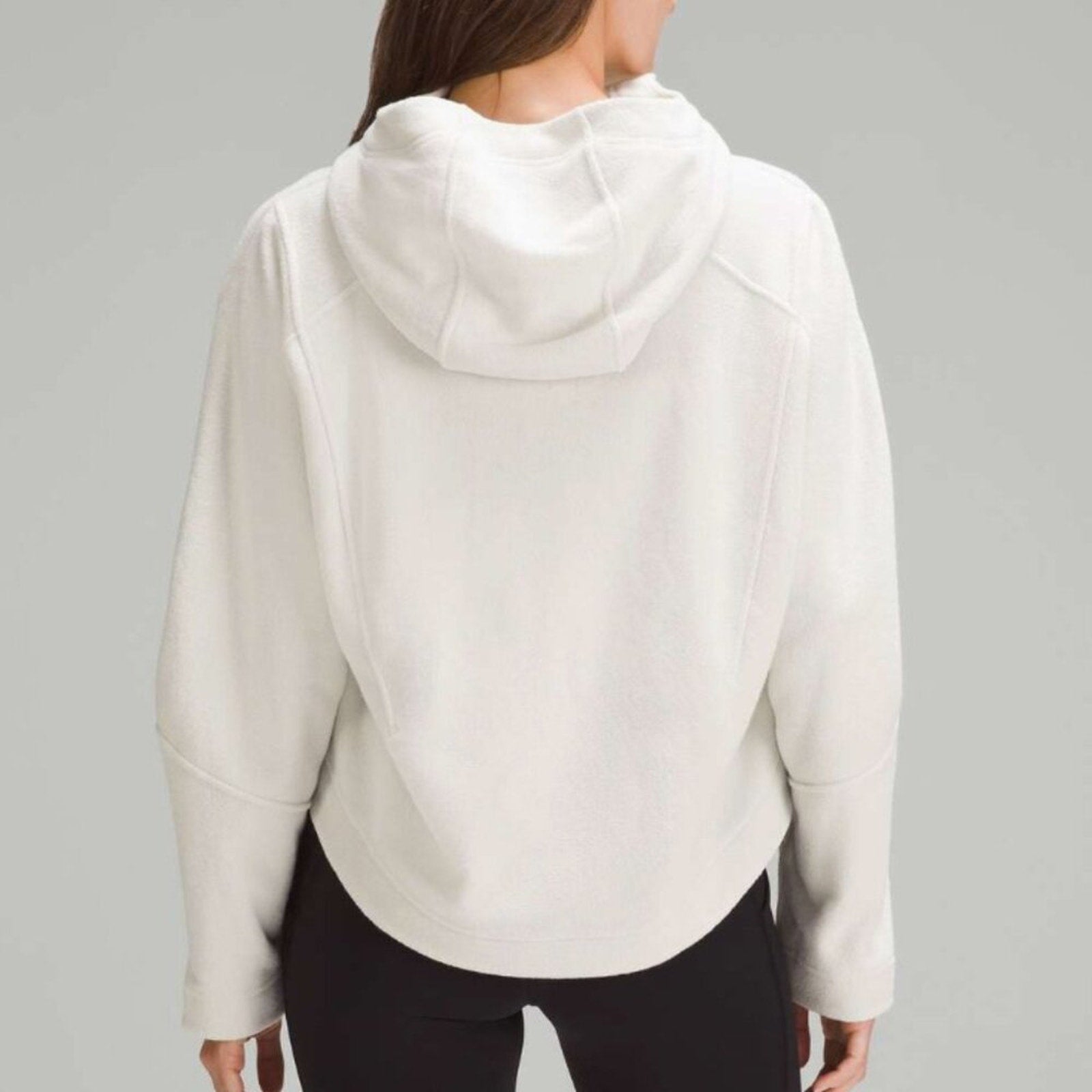 Lululemon Looped Terry Fleece Half-Zip Hoodie – Bone, Size 4