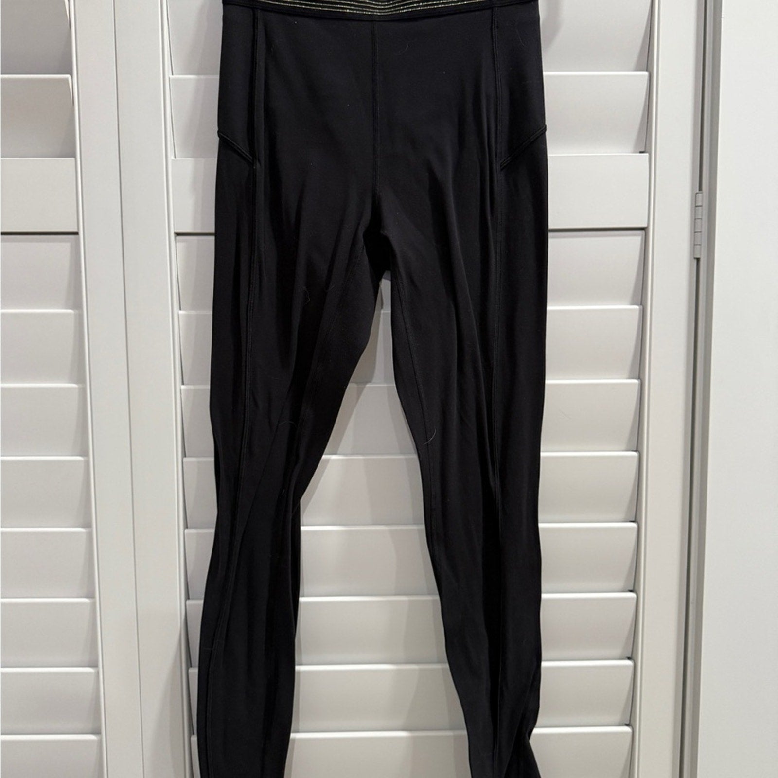 6986 Lululemon Principal Dancer Golden Lining Tight *28" Black **RARE sz6