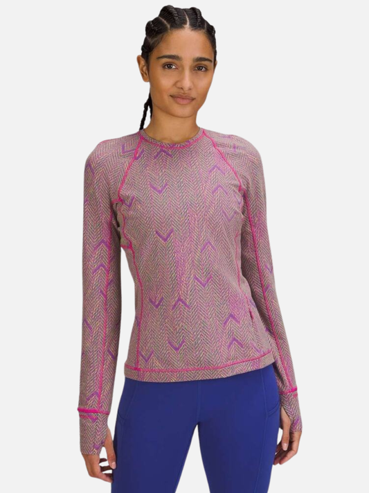 Lululemon It’s Rulu Run Long Sleeve Shirt – Jacquard Chevron Mini, Size 12