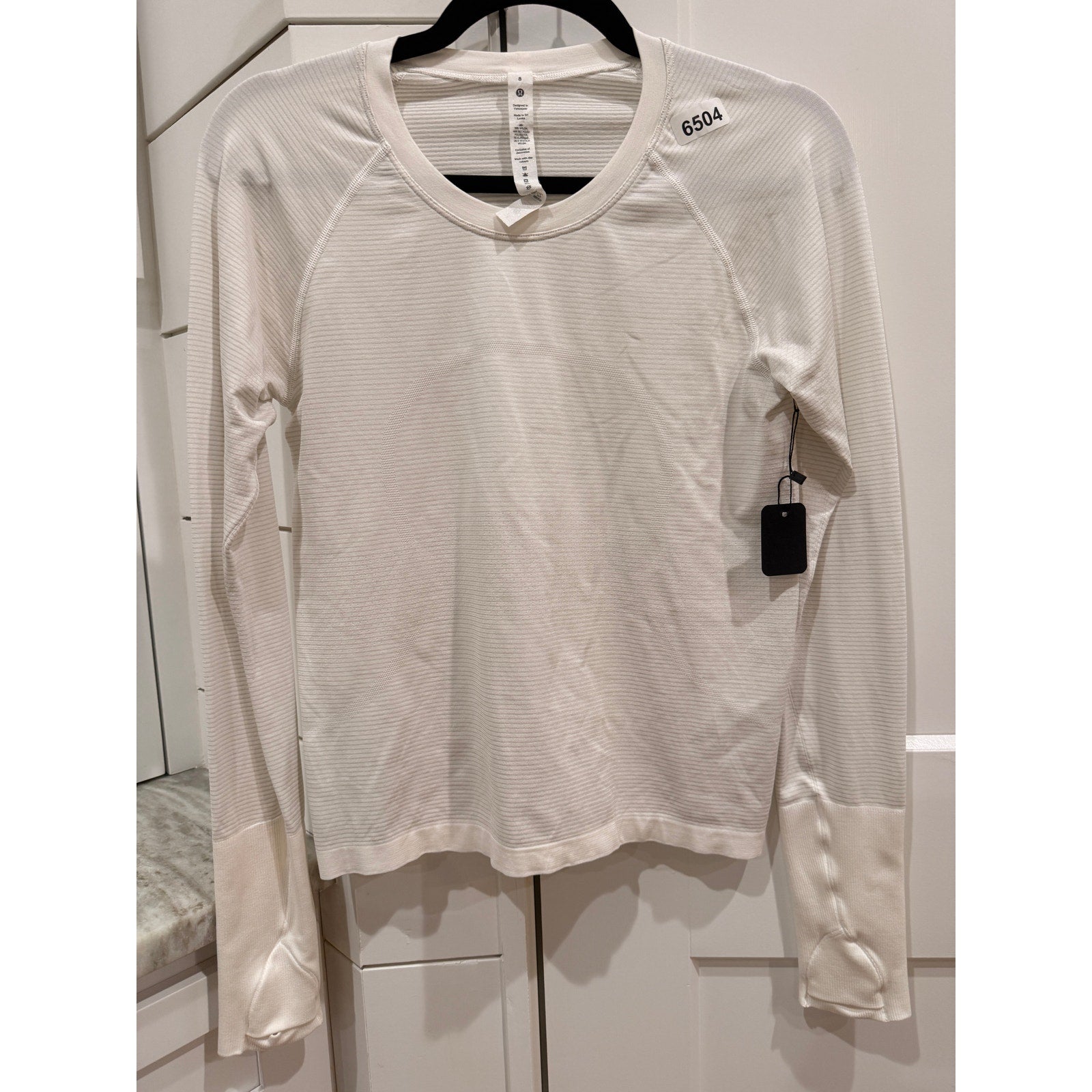 6504 Lululemon Swiftly Tech Long Sleeve 2.0 *Race Length White Sz 8
