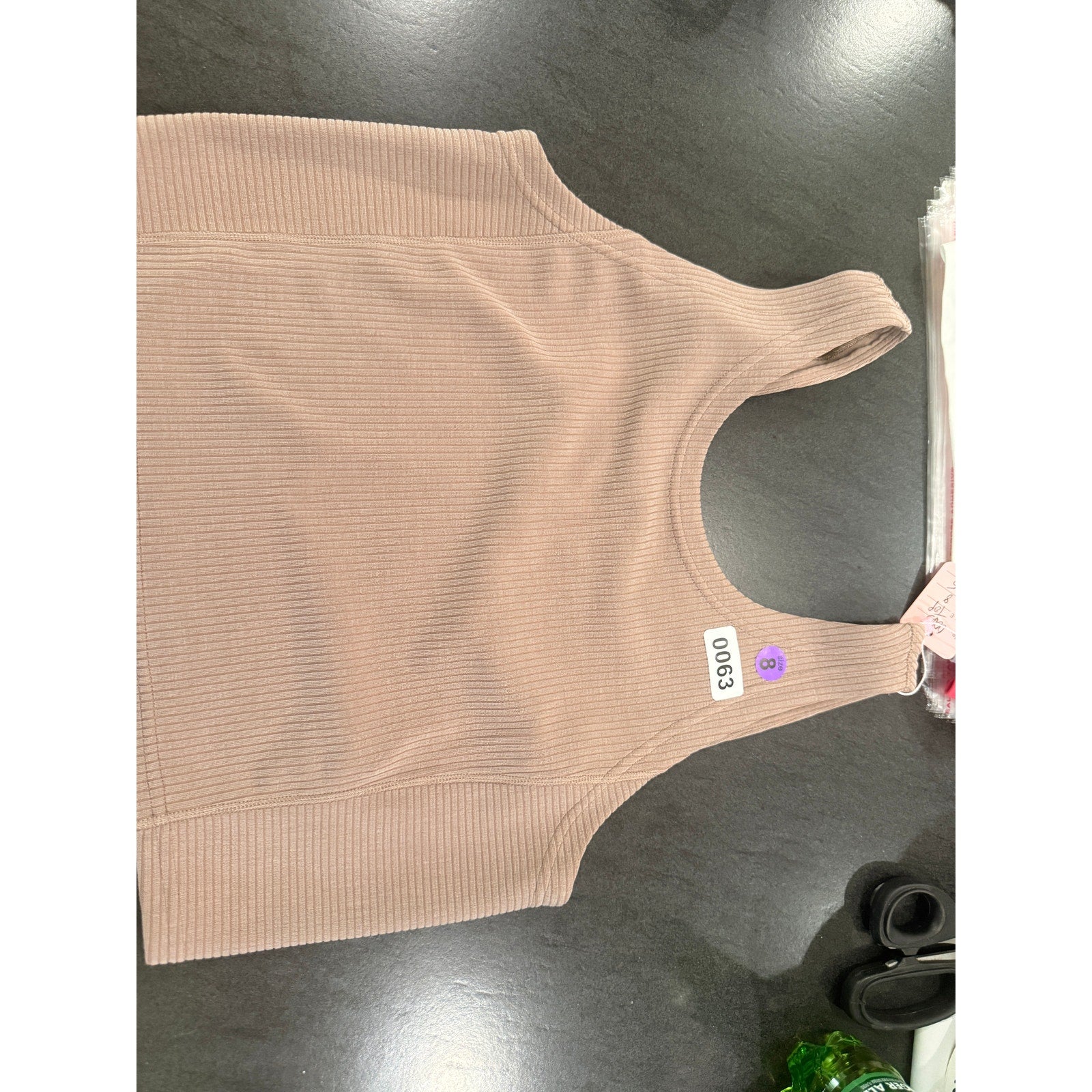 63 -  Lululemon Power Pivot Ribbed Tank Top Pink Clay Sz 8