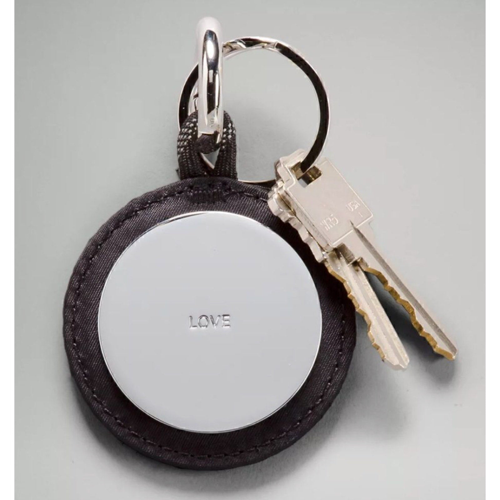 396 - NWT Lululemon Logo Keychain Mirror Silver/Black