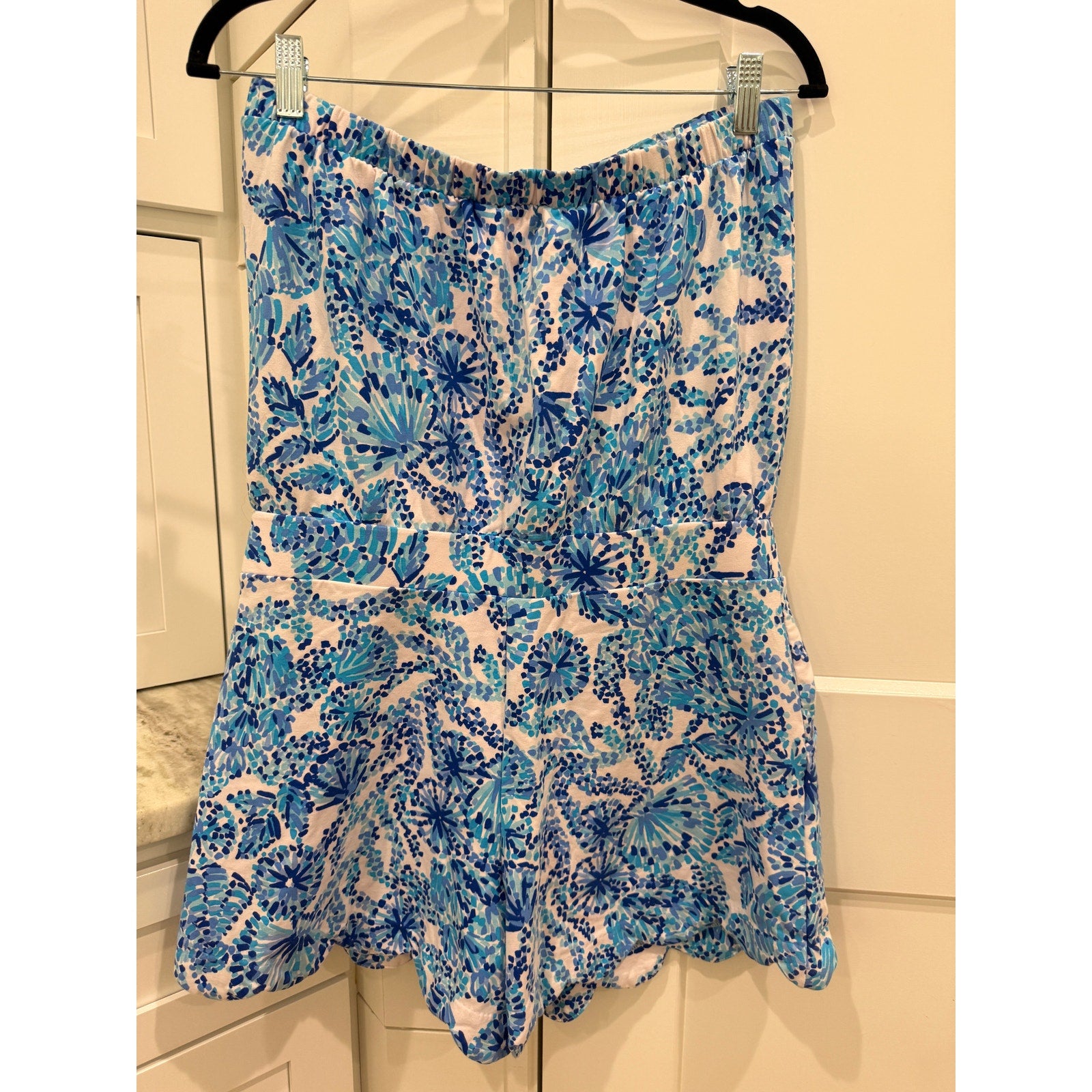 458 - LILLY PULITZER Jace Strapless Cotton Blend Romper, size L