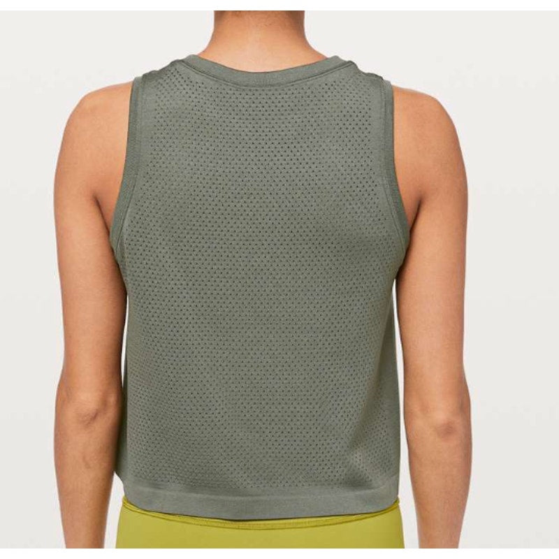 6629 Breeze By Muscle Crop Tank *lululemon Grey Sage Sz 6