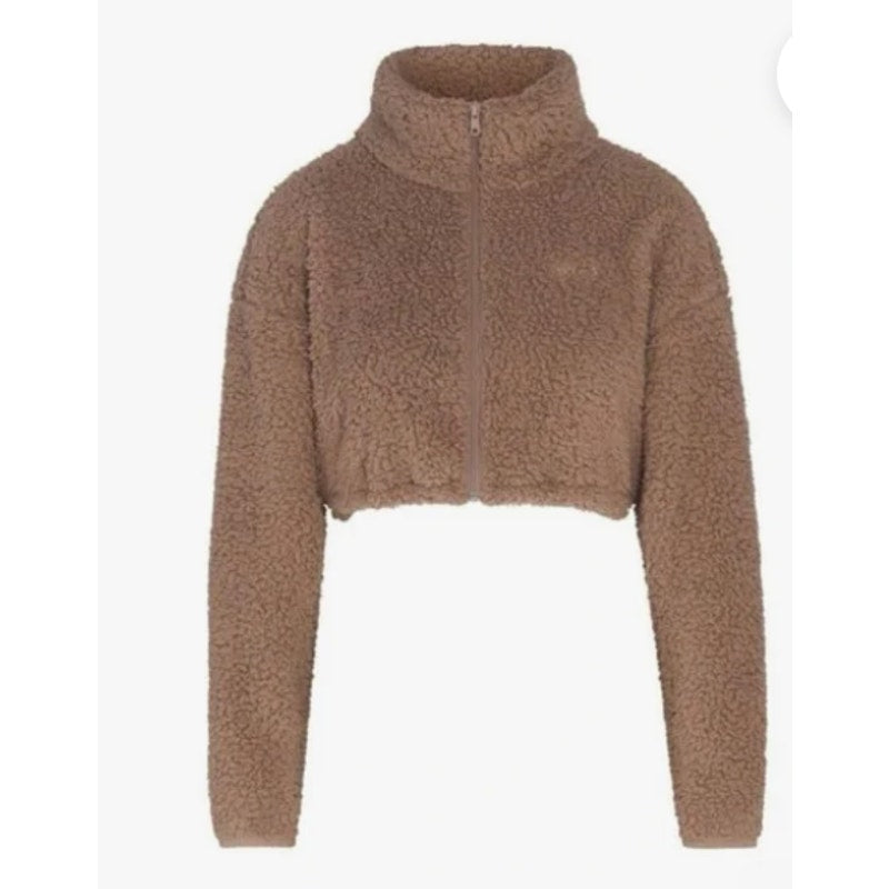 0228 NWT SKIMS Teddy High Pile Fleece Crop Zip Jacket In Desert Size L