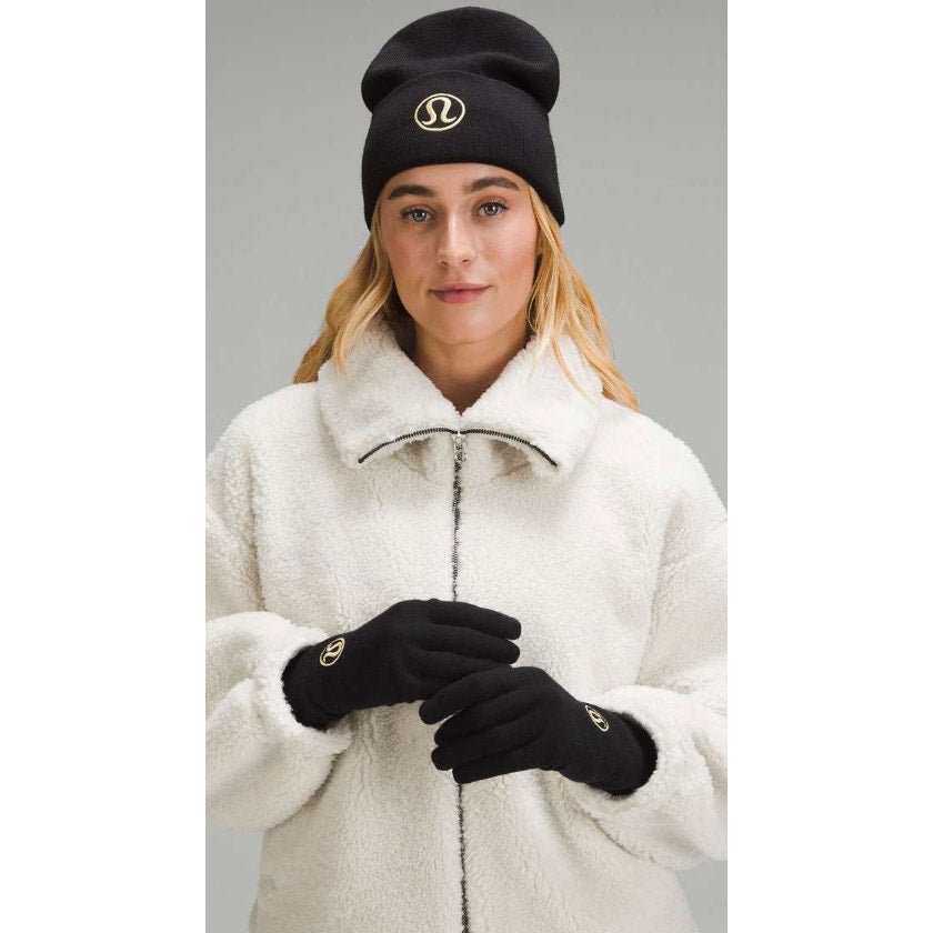 0308 NWT Lululemon Womens Warm Revelation Set Black / Gold in M/L