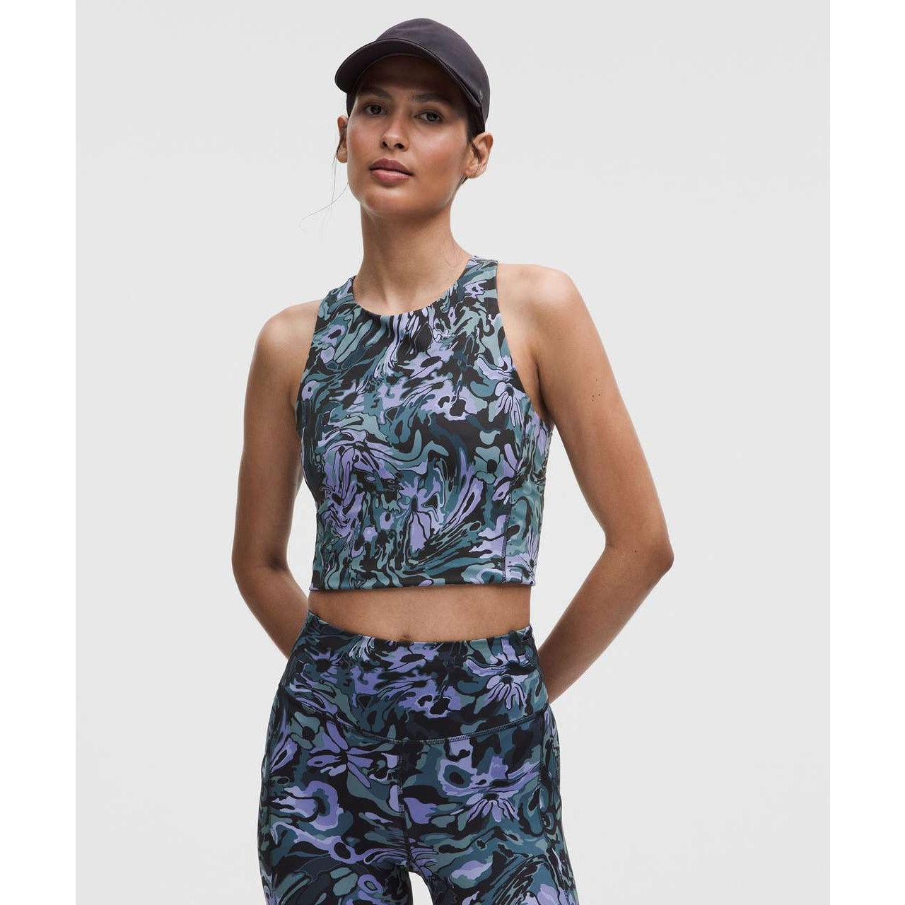 0159 NWT Lululemon Swift Speed Cropped Tank Top *B/C Cup Flower Meld Multi Sz 4