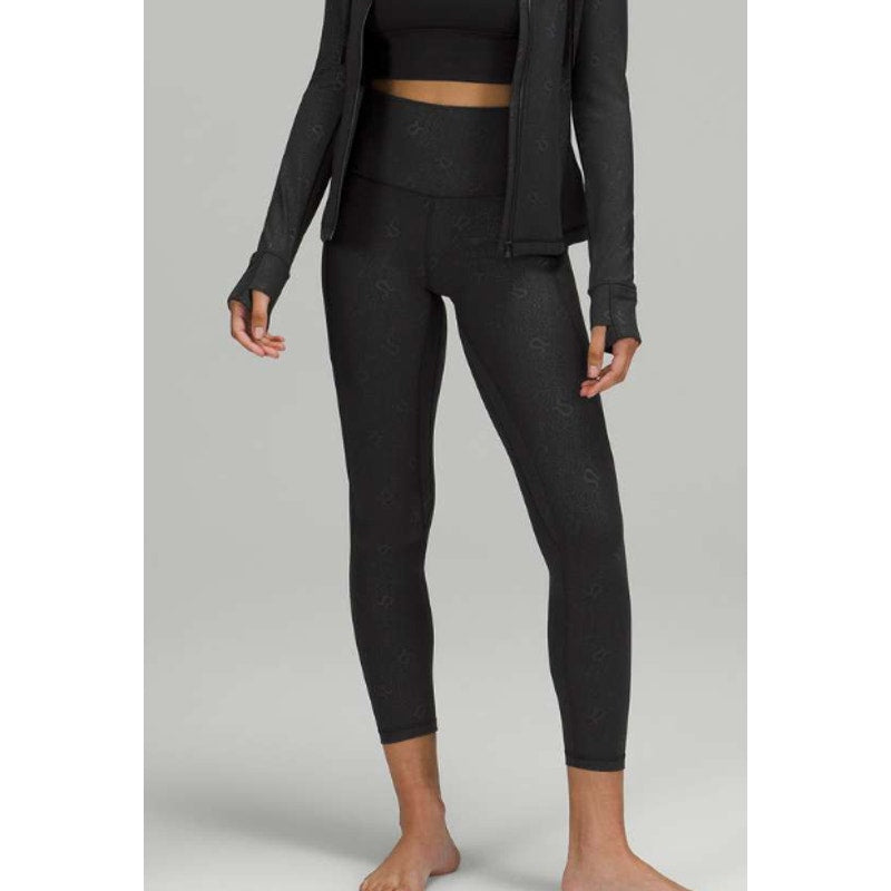 6780 Lululemon Align HighRise Pant with Pockets 25" Yogo Emboss Black Sz 12 *RARE