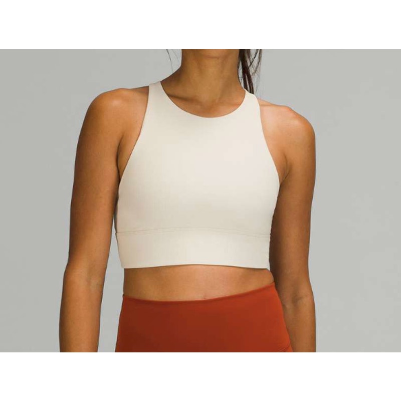 6572 NWT LULULEMON Energy High-Neck Longline Ribbed Bra *Med Support Wht  Sz 10