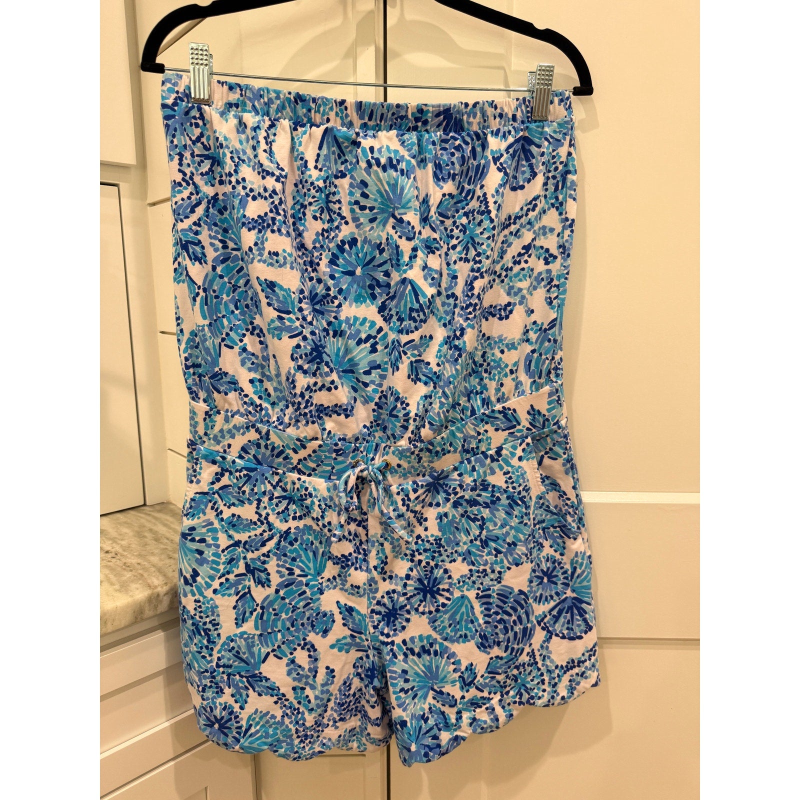 458 - LILLY PULITZER Jace Strapless Cotton Blend Romper, size L