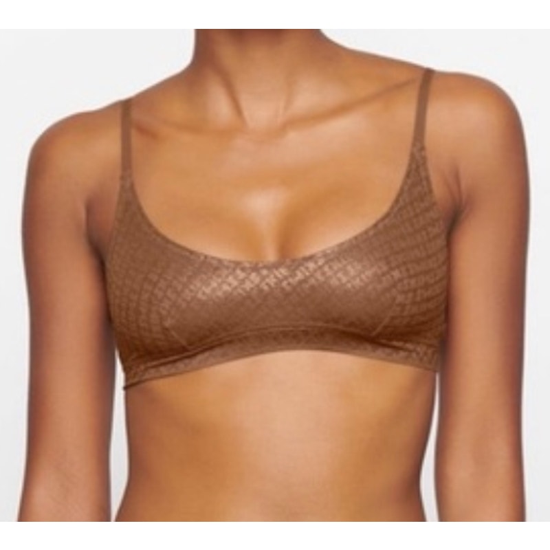 0231 NWT SKIMS LOGO MESH FOIL SKIMPY‎ TRIANGLE BRALETTE sx L *RARE