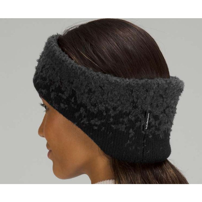 0221 Lululemon Womens Ombre Knit Textured Ear Warmer Black / Graphite Grey