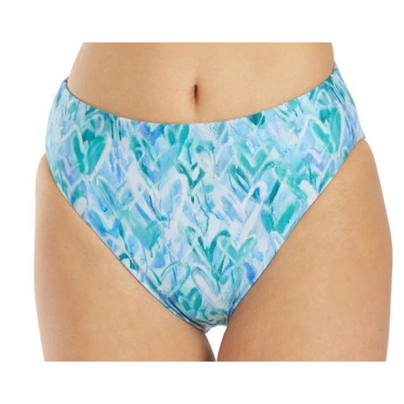 439 - Splendid Graffiti Heart Reversible High-Waist Swim Bottom Blue Green Medium