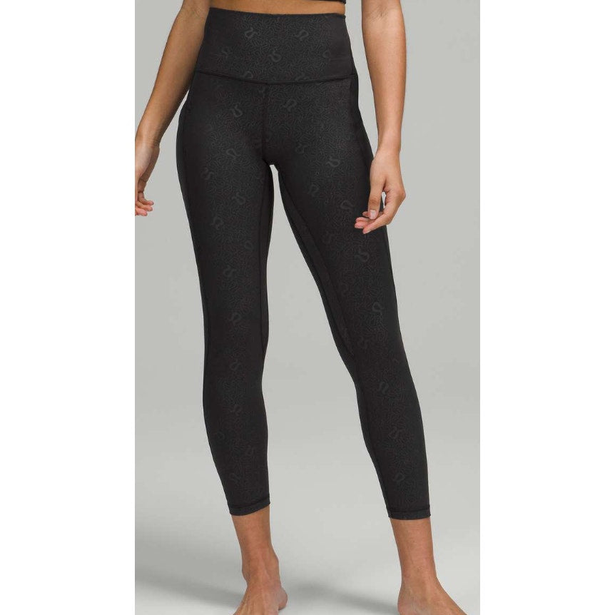 6780 Lululemon Align HighRise Pant with Pockets 25" Yogo Emboss Black Sz 12 *RARE
